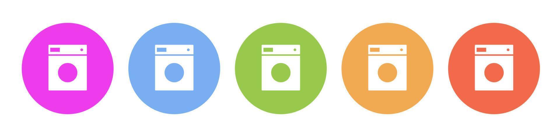 Multi colored flat icons on round backgrounds. Washer multicolor circle vector icon on white background