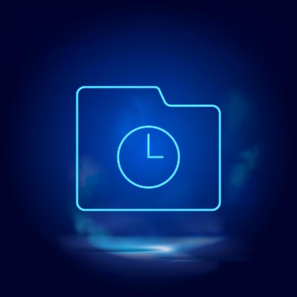 Smoke effect neon style vector icons, clock, folder, story neon icon