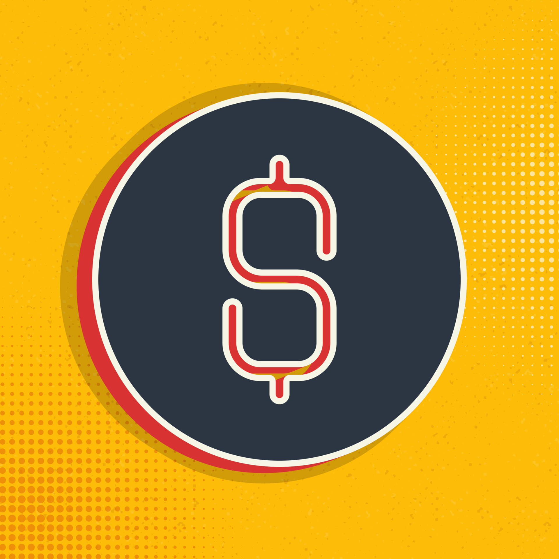 dollar, money, coin pop art, retro icon. Vector illustration of pop art