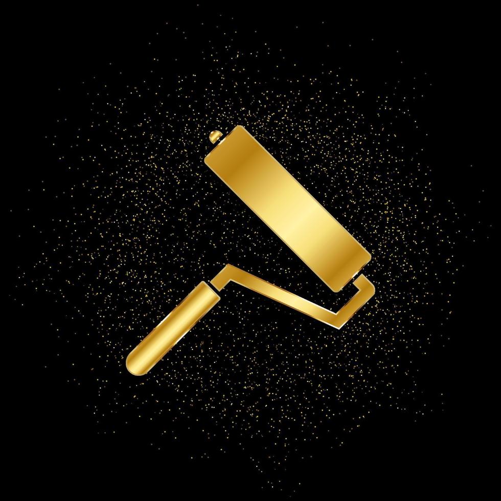 Paint roller gold, icon. Vector illustration of golden particle on gold vector background