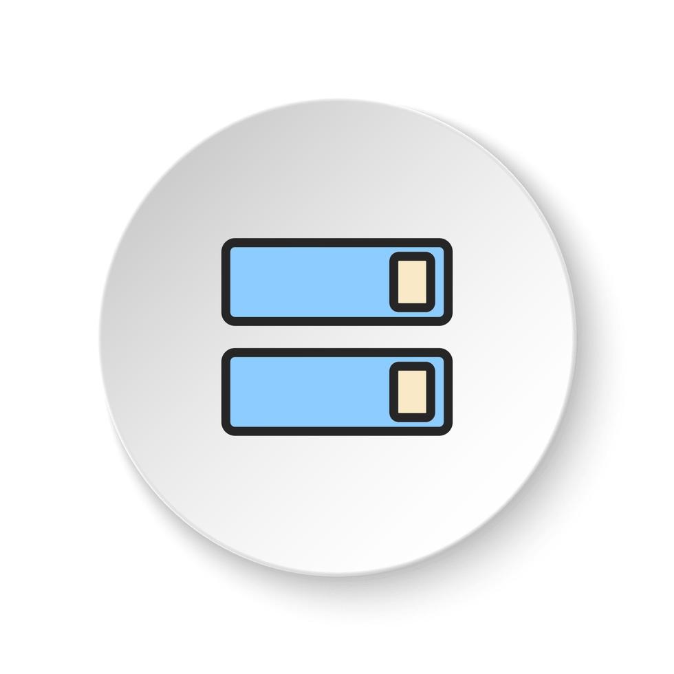 Round button for web icon, enable, on, switch. Button banner round, badge interface for application illustration on white background vector