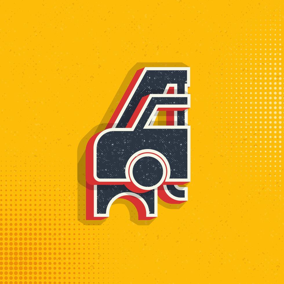 Car, evacuation, insurance, towing pop art, retro icon. Vector illustration of pop art style on retro background