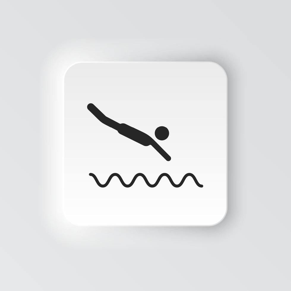 Rectangle button icon Swimming jump. Button banner Rectangle badge interface for application illustration on neomorphic style on white background vector