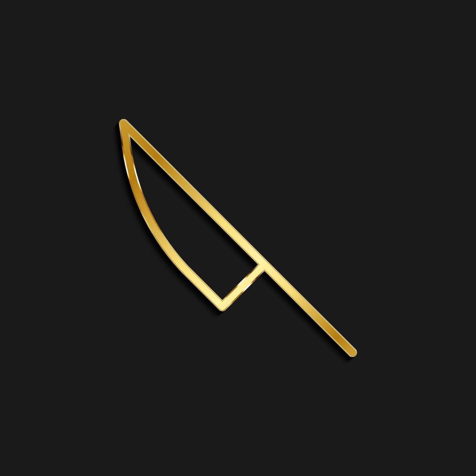 knife, tool gold icon. Vector illustration of golden dark background .