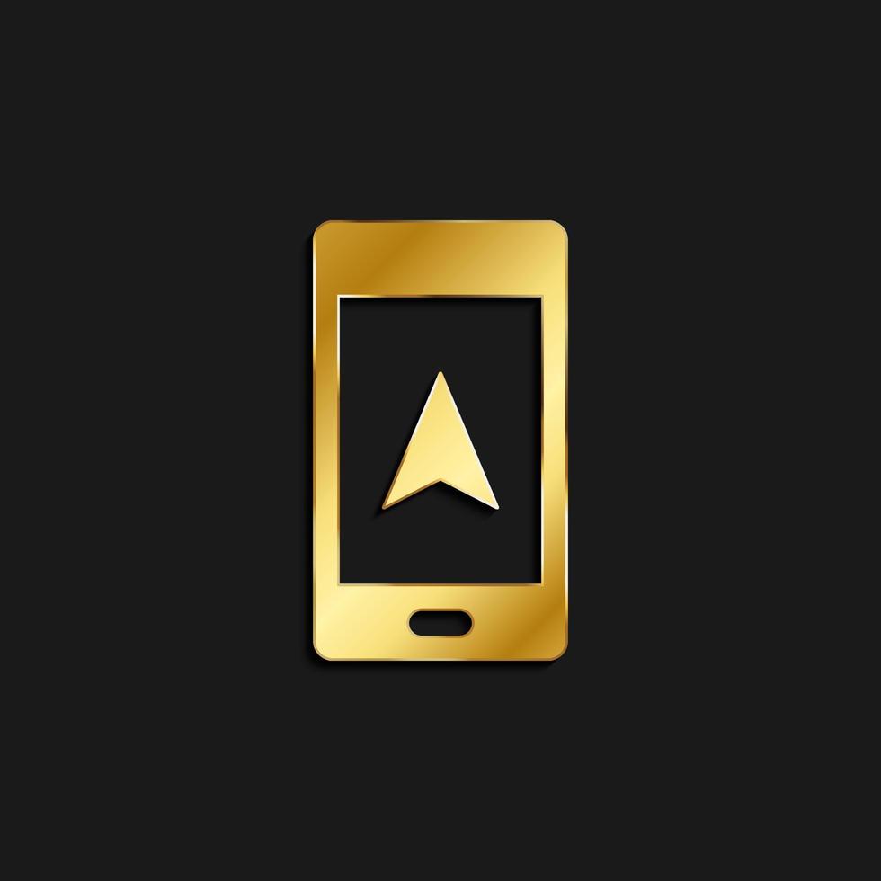 phone, cursor gold icon. Vector illustration of golden style icon on dark background