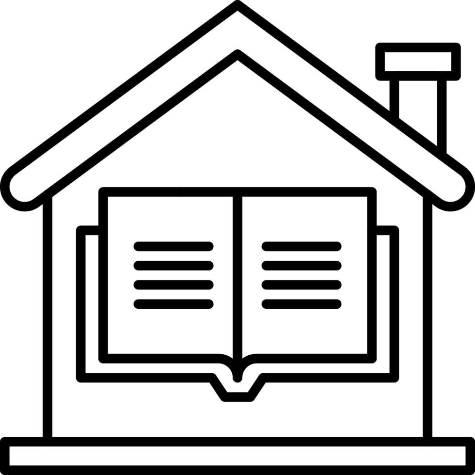 Vector online education concept vector icon -Home, house with book educational online education vector icon distant e-learning.