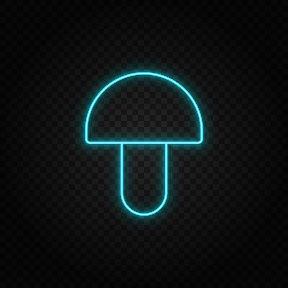 fungus neon icon. Blue and yellow neon vector icon. Transparent background