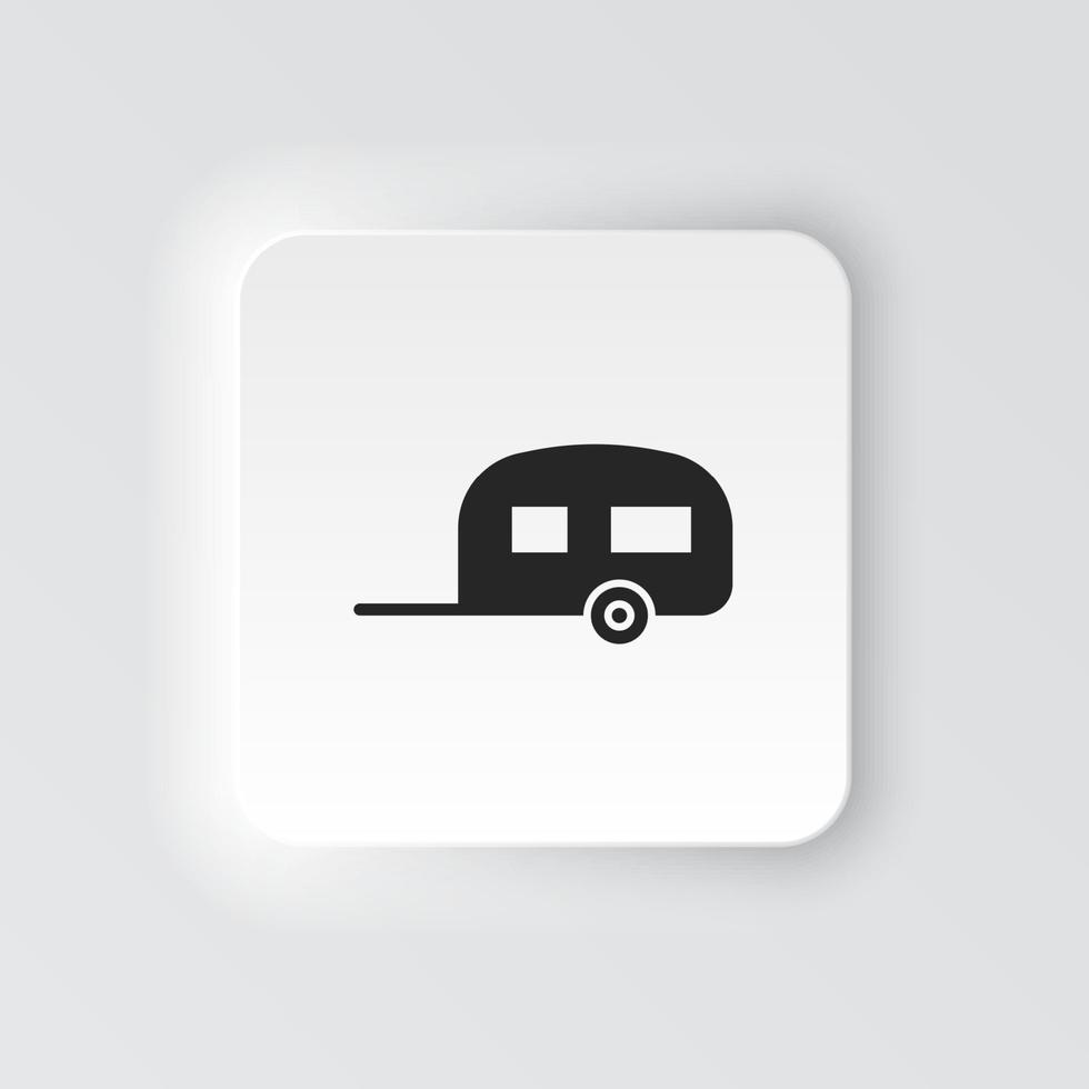 rectángulo botón icono caravana. botón bandera rectángulo Insignia interfaz para solicitud ilustración en neomórfico estilo en blanco antecedentes vector