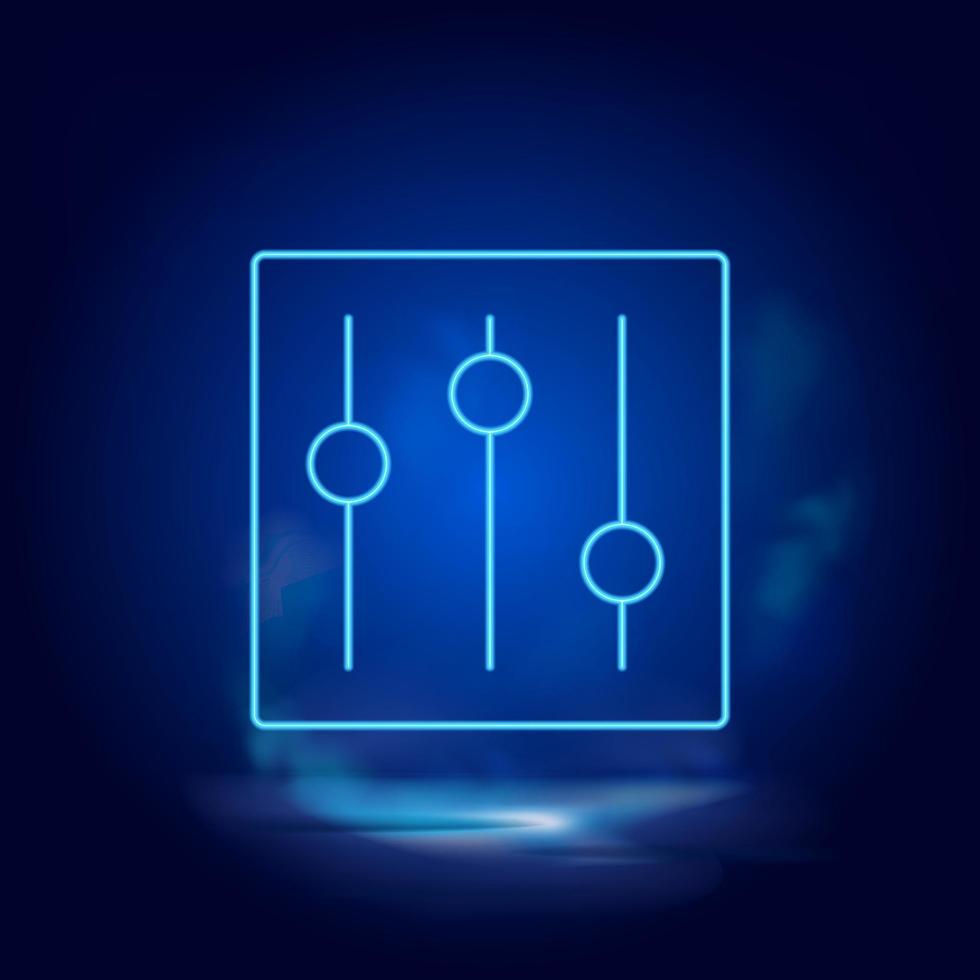 Smoke effect neon style vector icons, controls, options, settings neon icon