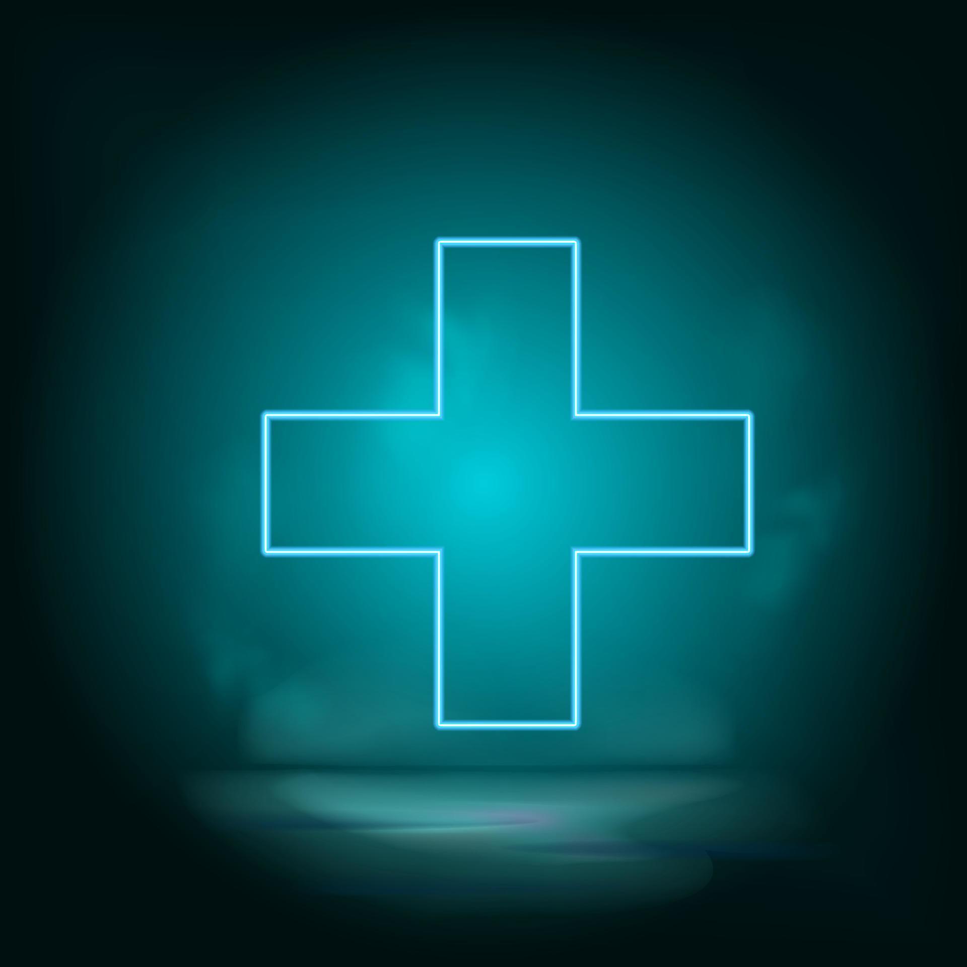 Medical, symbol blue neon vector icon. Simple element illustration from