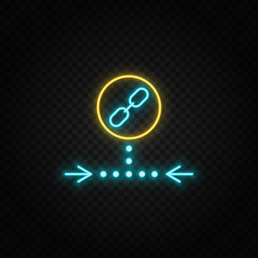 link, web, icon neon vector icon. Blue and yellow neon vector icon. Vector transparent background
