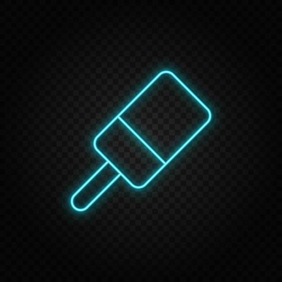 ice cream neon icon. Blue and yellow neon vector icon. Transparent background