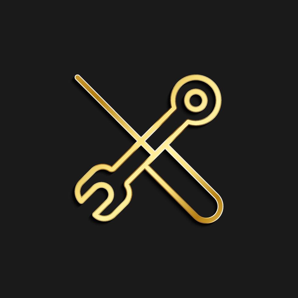 control, options, preferences gold icon. Vector illustration of golden dark background .