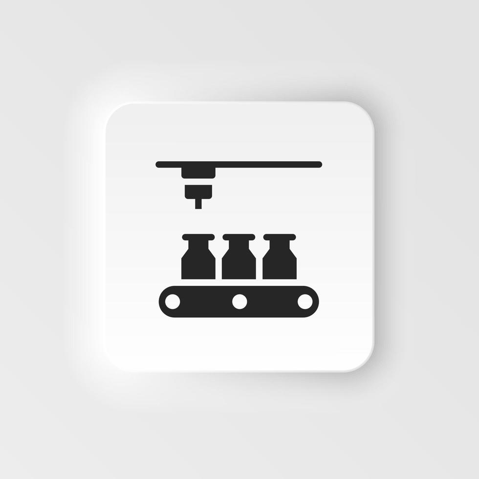 masa producción, transportador neumorfo estilo vector icono. sencillo elemento ilustración desde ui concepto. masa producción, transportador neumorfo estilo vector icono. infografía concepto en blanco