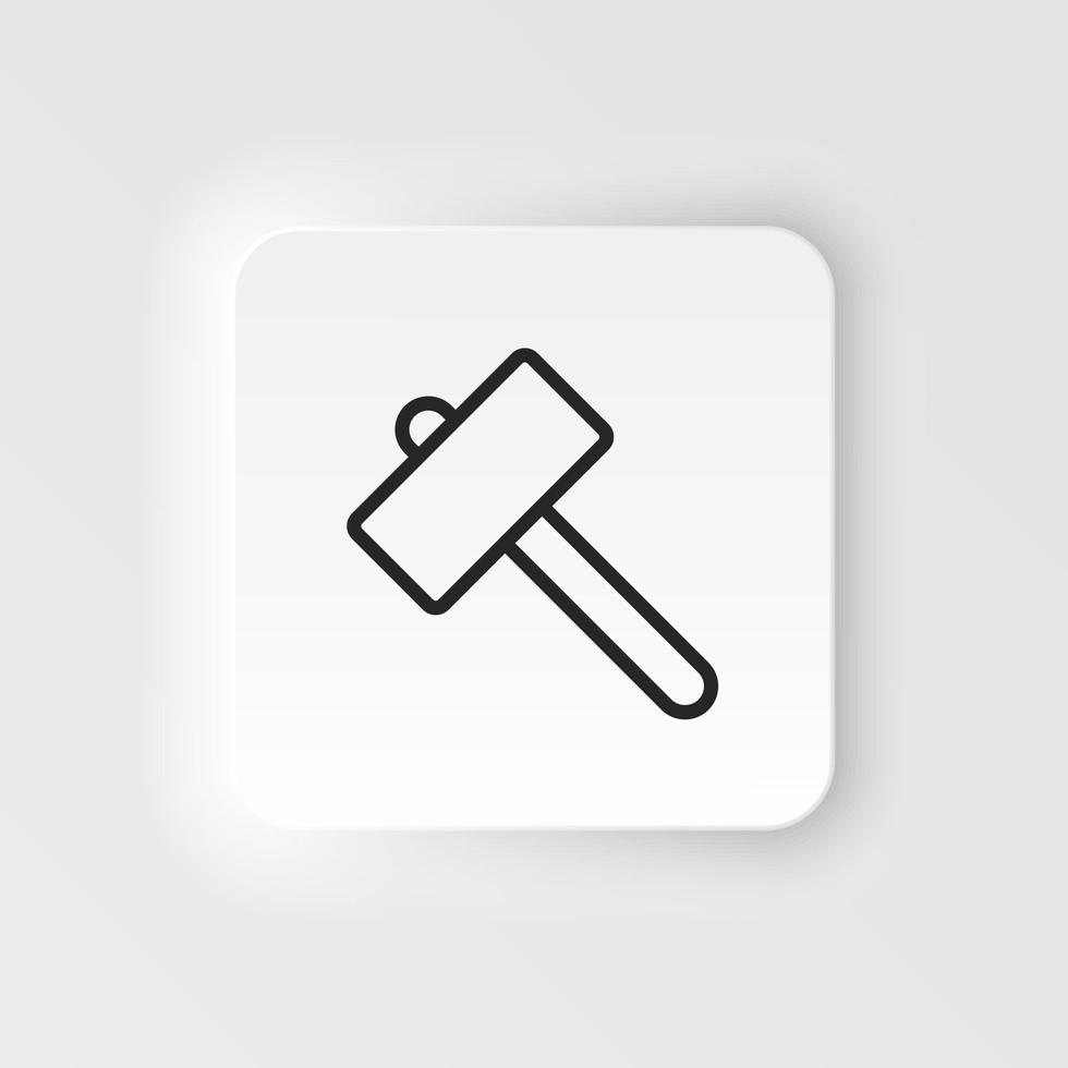 Hammer vector icon. Element of design tool for mobile concept and web apps vector. Thin neumorphic style vector icon for website design on neumorphism white background