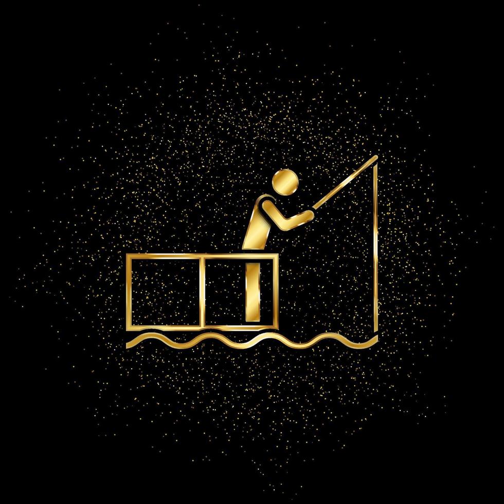 Fishing gold, icon. Vector illustration of golden particle on gold vector background