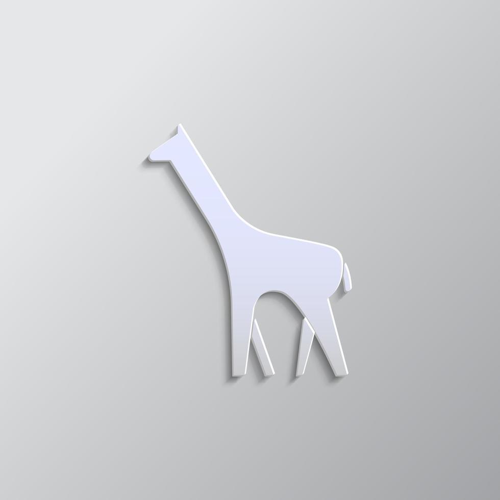 Giraffe paper style, icon. Grey color vector background- Paper style vector icon.