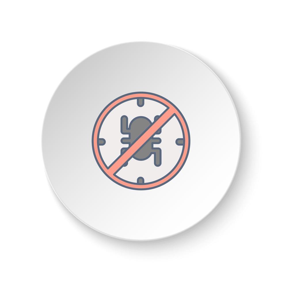 Round button for web icon, virus, antivirus. Button banner round, badge interface for application illustration on white background vector