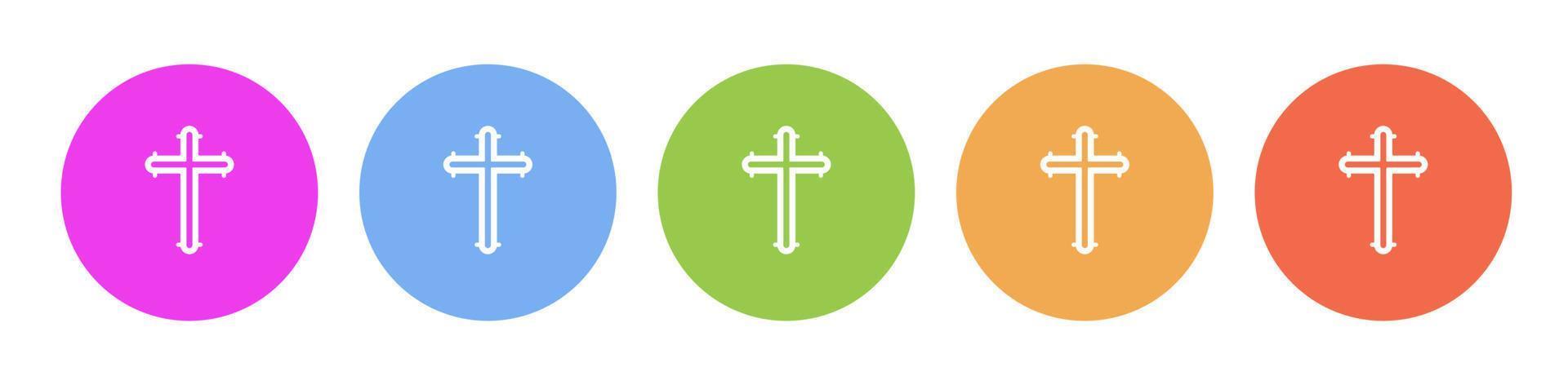 Multi colored flat icons on round backgrounds. cross, catholic, jesus multicolor circle vector icon on white background