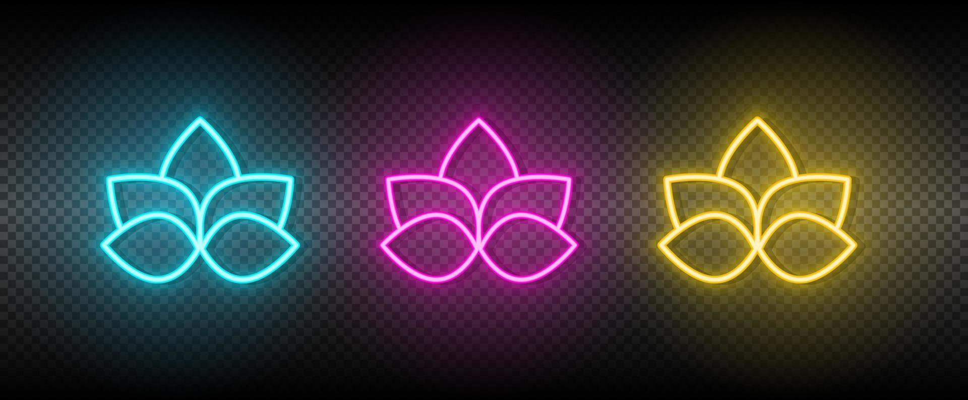 Lotus flower symbol neon vector icon.