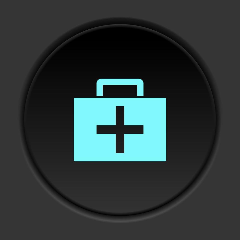 Round button icon Medic suitcase. Button banner round badge interface for application illustration on dark background vector