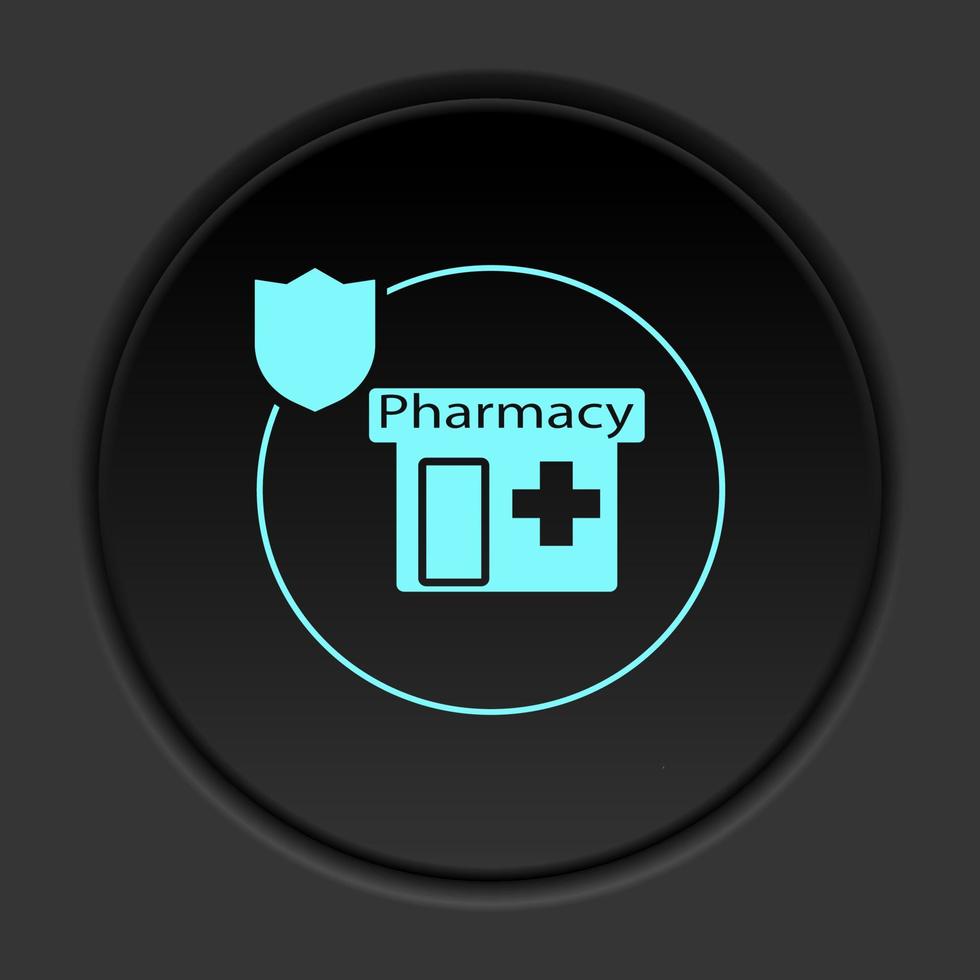 Dark button flat icons on round backgrounds. Building construction insurance dark circle vector icon on darken background
