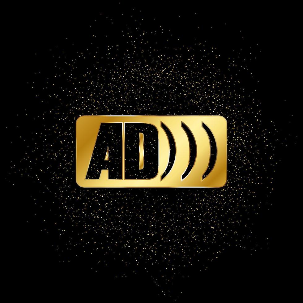 Ad logo gold, icon. Vector illustration of golden particle on gold vector background