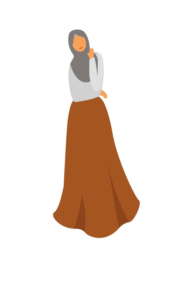 Muslim women character is happy and smiling. Muslim young woman wearing hijab vector