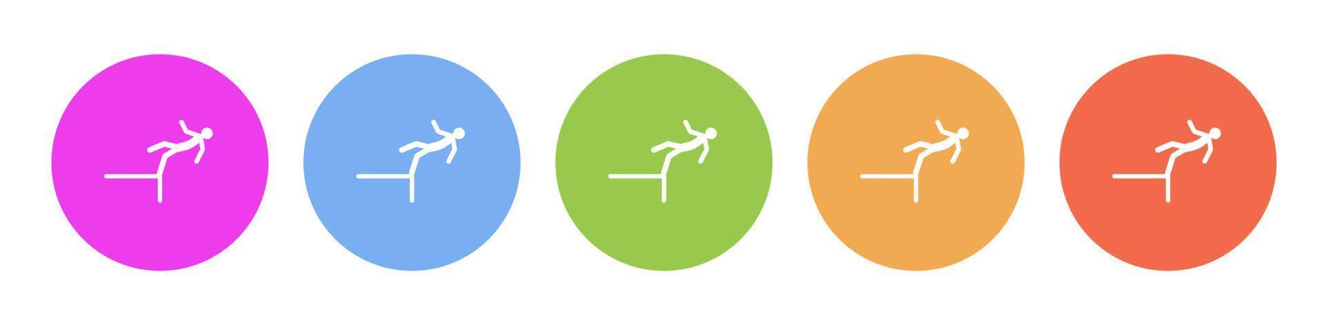 Multi colored flat icons on round backgrounds. fall human, accident multicolor circle vector icon on white background