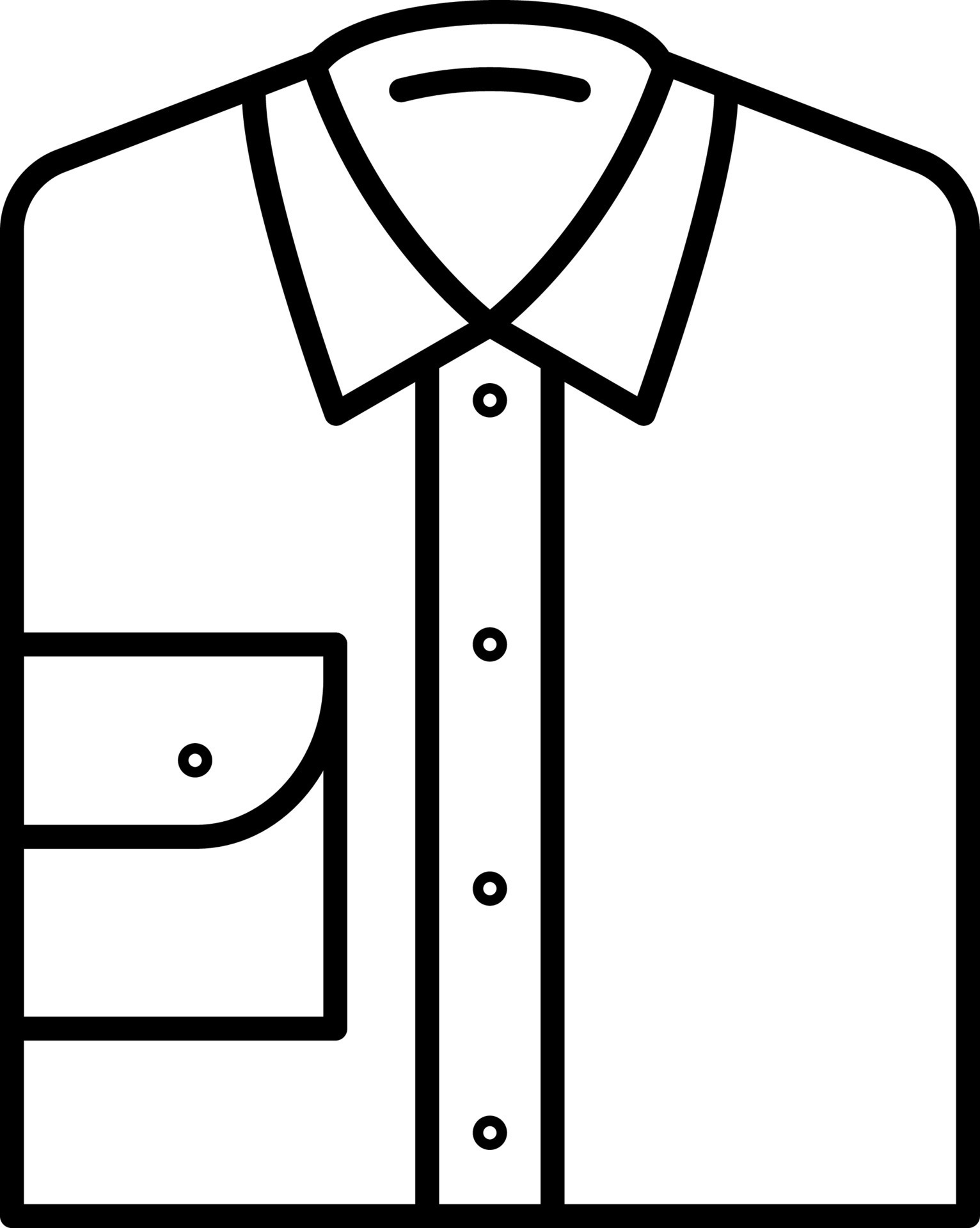 Classic, clothing, collar vector icon on transparent background