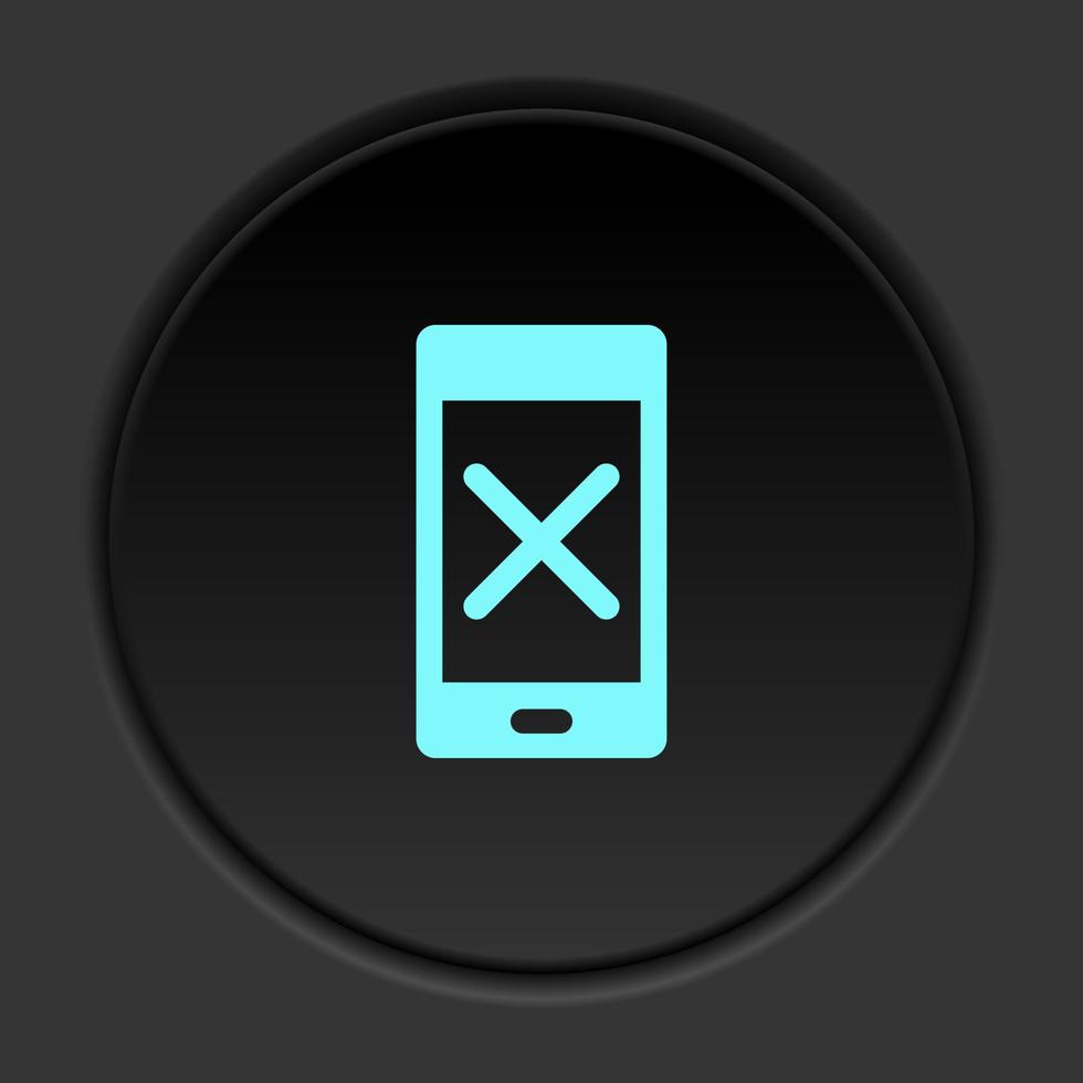 Dark button icon phone delete remove. Button banner round badge interface for application illustration on darken background vector