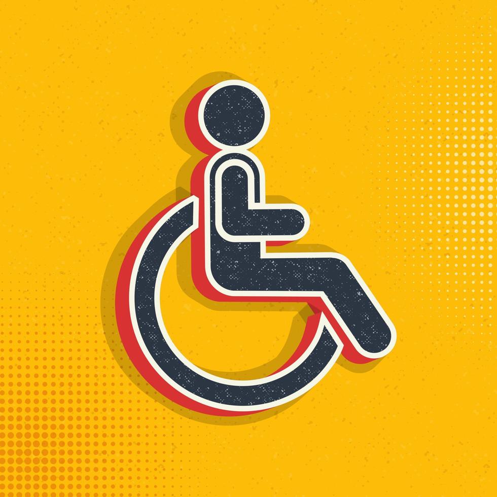 Disability pop art, retro icon. Vector illustration of pop art style on retro background