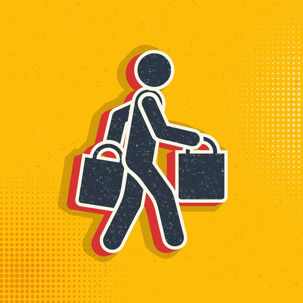 Shopping, man pop art, retro icon. Vector illustration of pop art style on retro background