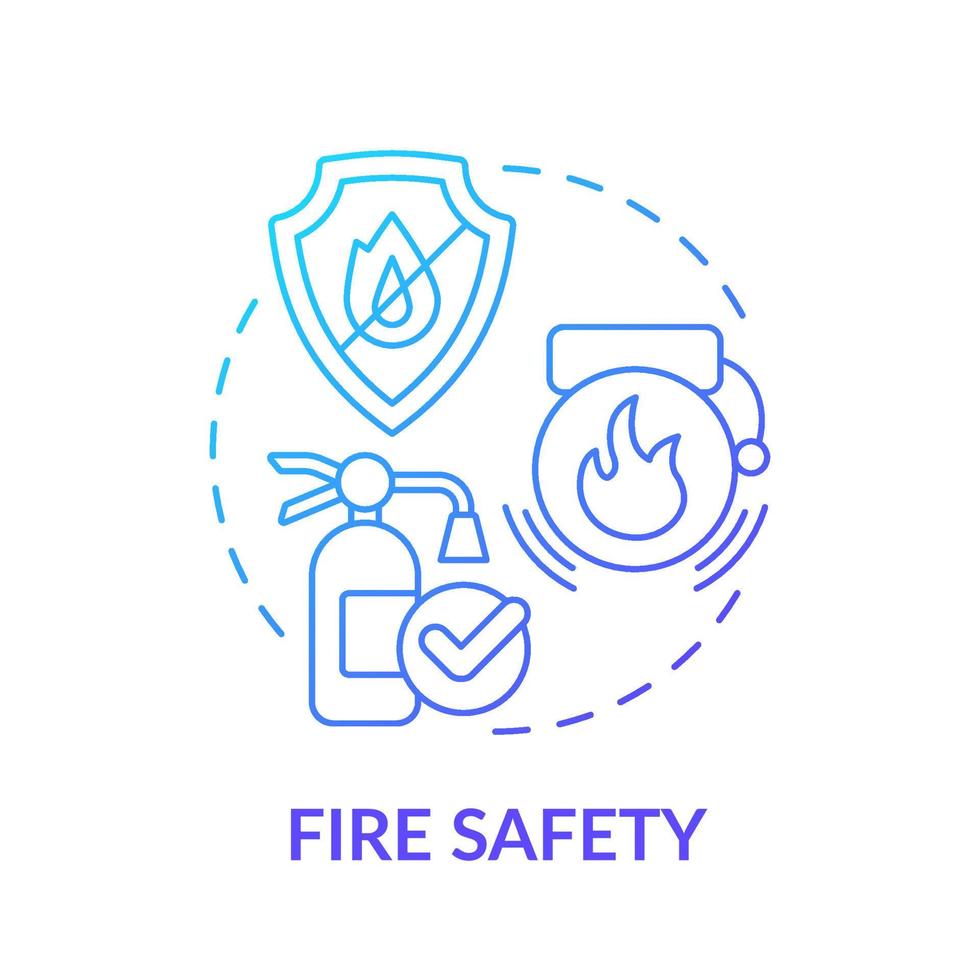 Fire safety blue gradient concept icon. Emergency preparedness. Measure to avoid occupational accidents abstract idea thin line illustration. Isolated outline drawing vector