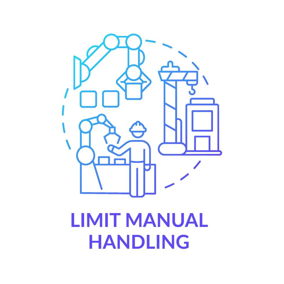 Limit manual handling blue gradient concept icon. Heavy items. Preventing common occupational injuries tip abstract idea thin line illustration. Isolated outline drawing vector