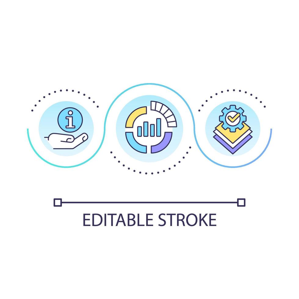 Data analytics loop concept icon. Statistical research. Business information management abstract idea thin line illustration. Isolated outline drawing. Editable stroke vector