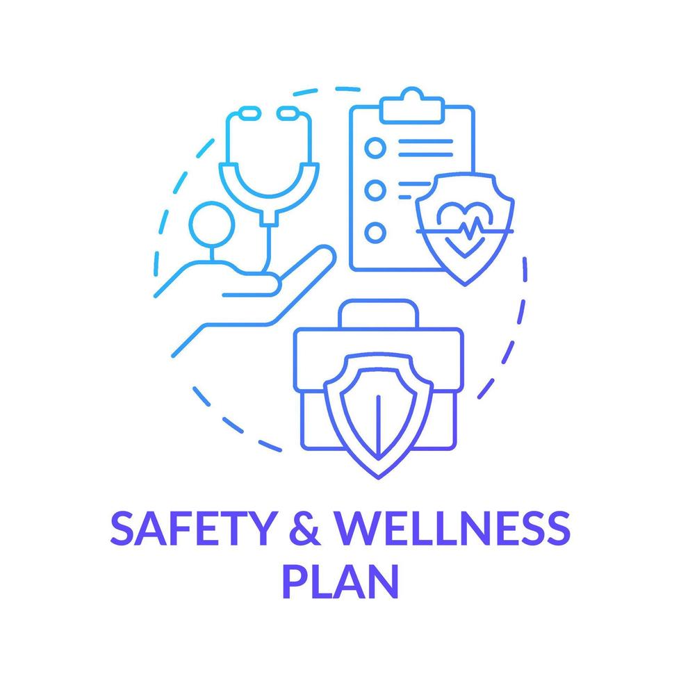 Safety and wellness plan blue gradient concept icon. Employee health