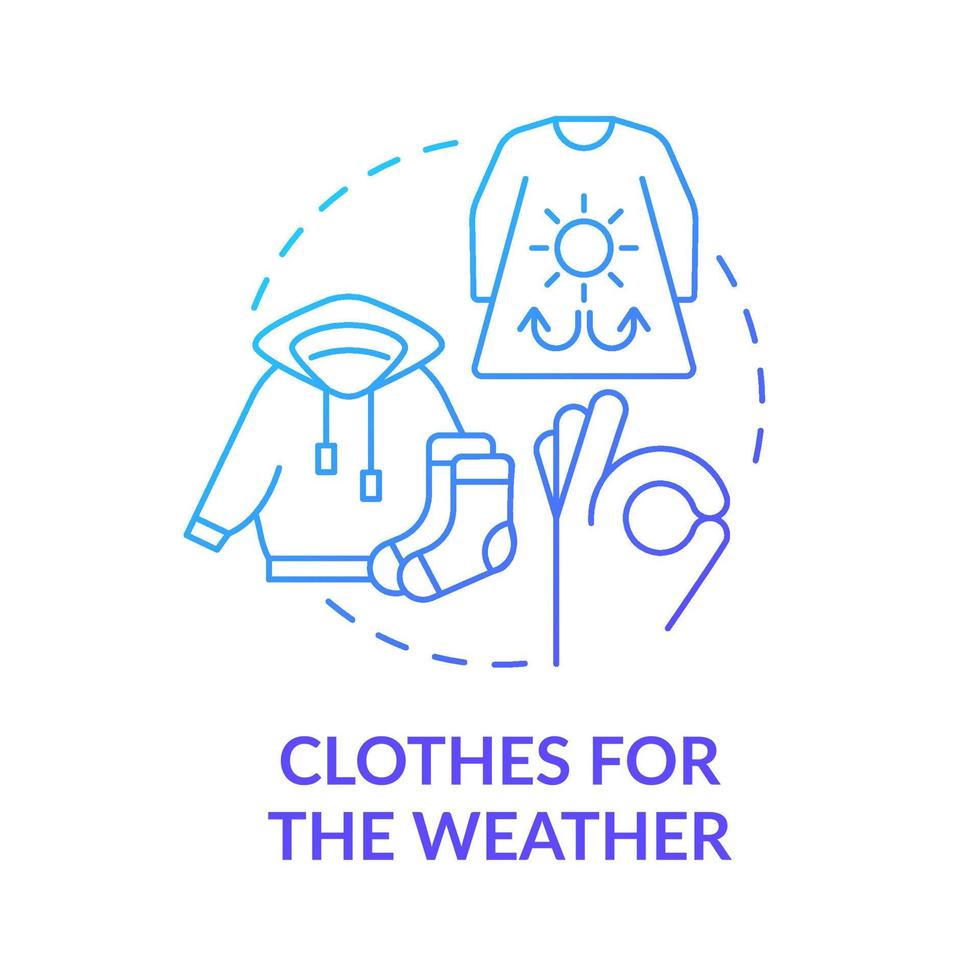Clothes for weather blue gradient concept icon. Employee uniform. Reducing occupational accidents tip abstract idea thin line illustration. Isolated outline drawing vector