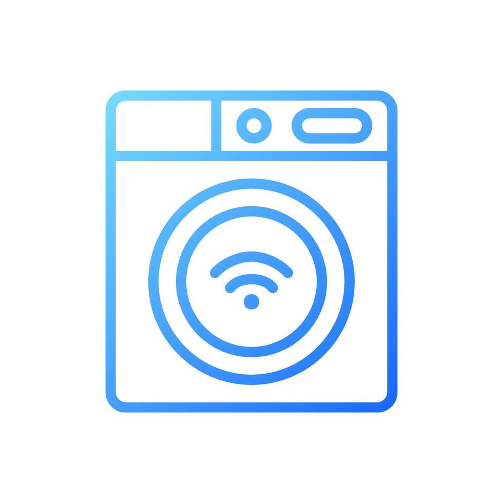 Smart washing machine pixel perfect gradient linear vector icon. Home appliance. Remote control via smartphone app. Thin line color symbol. Modern style pictogram. Vector isolated outline drawing