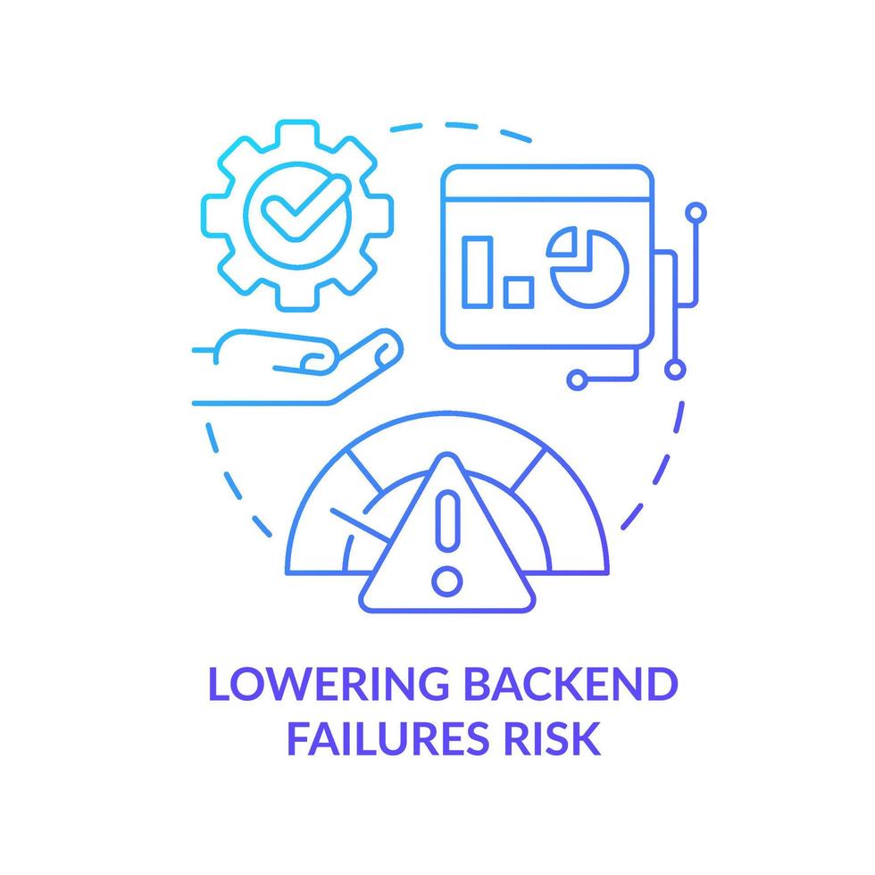 Lowering backend failures risk blue gradient concept icon. High performance. Digital productivity abstract idea thin line illustration. Isolated outline drawing vector