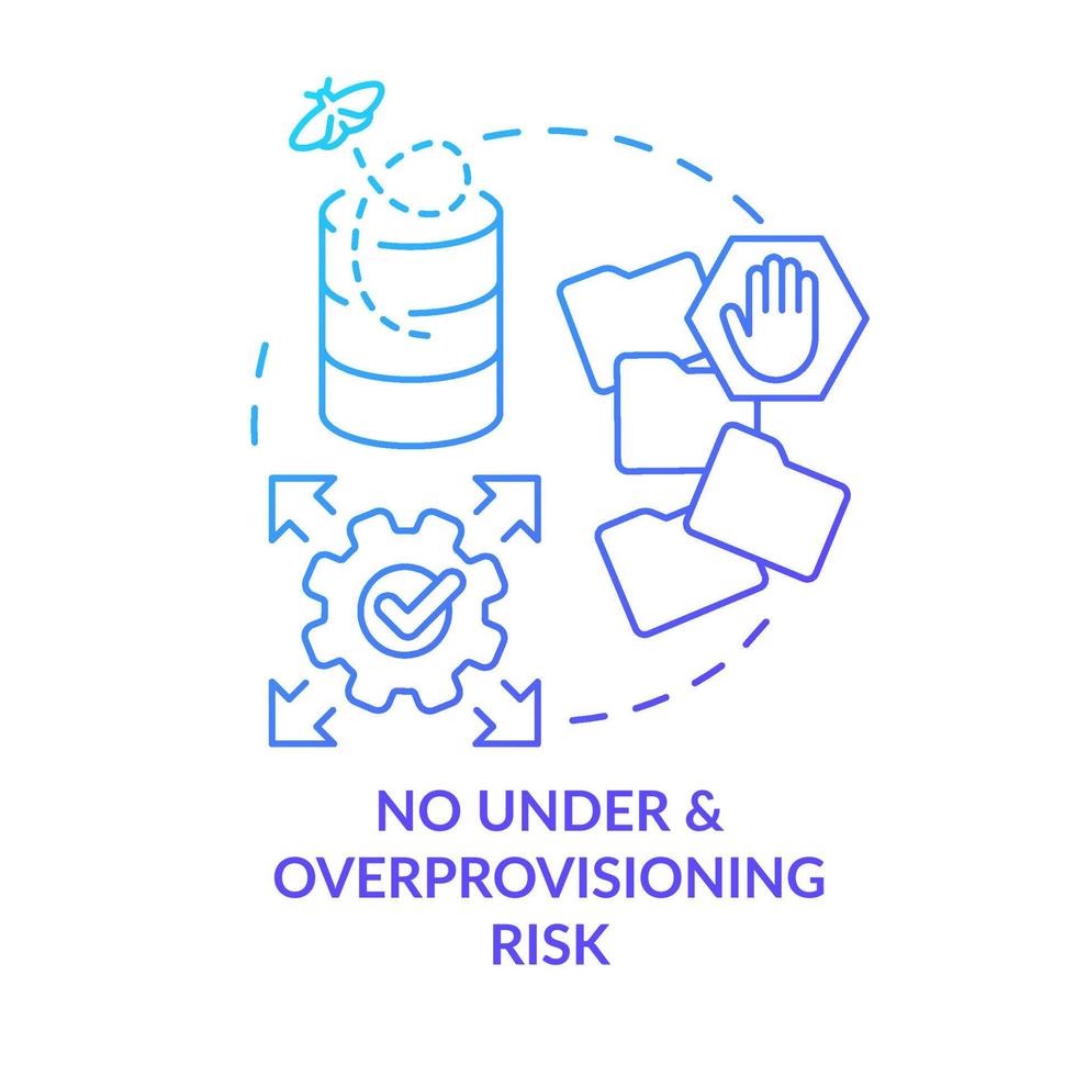 No under overprovisioning risk blue gradient concept icon. Expand storage space. Avoid overload abstract idea thin line illustration. Isolated outline drawing vector