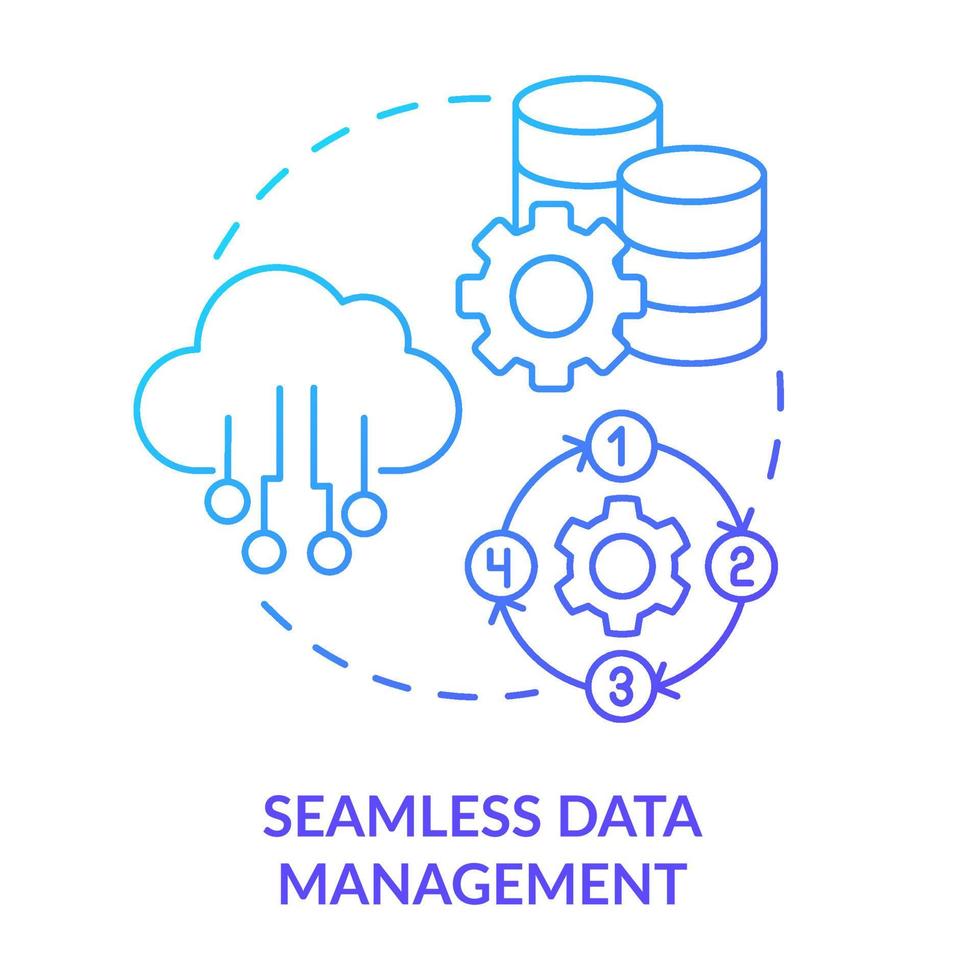 Seamless data management blue gradient concept icon. Information storage regulations. Cloud computing abstract idea thin line illustration. Isolated outline drawing vector