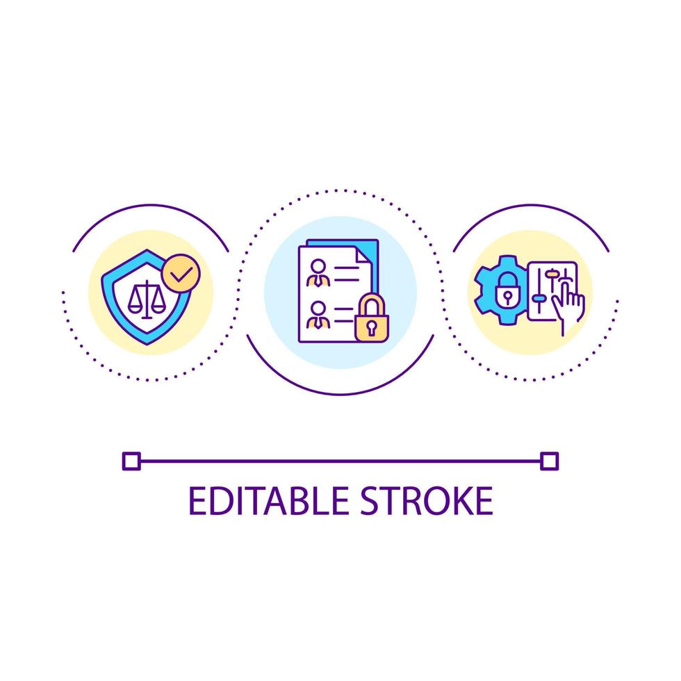 Personal data protection law loop concept icon. Access regulation. Information protection technology abstract idea thin line illustration. Isolated outline drawing. Editable stroke vector