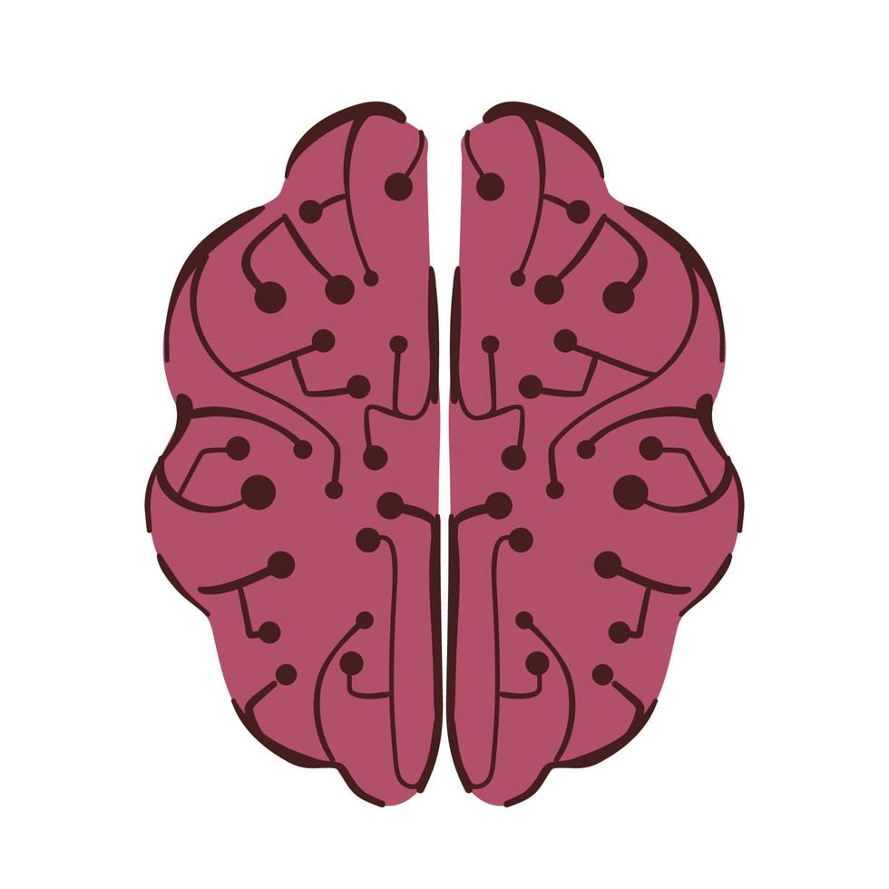 Brain made from digital isolated on white vector