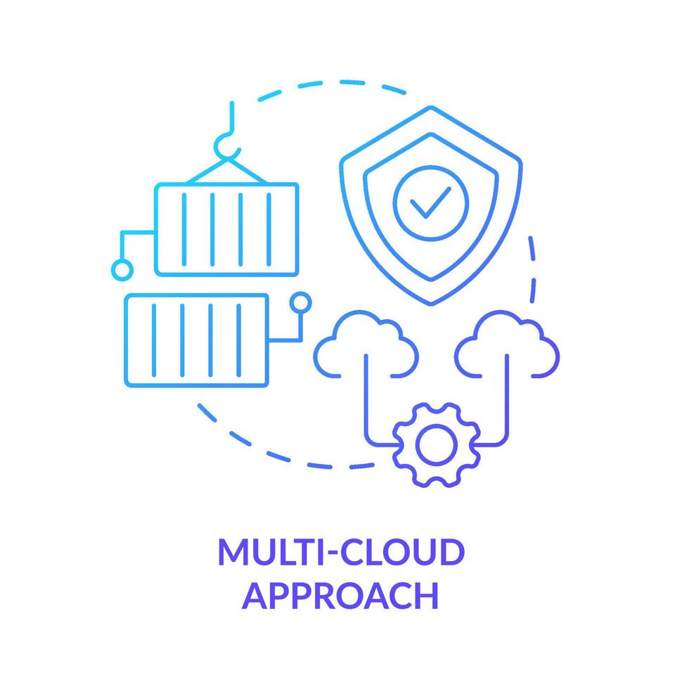 Multi-cloud approach blue gradient concept icon. Data storage strategy. IoT trends. Data management abstract idea thin line illustration. Isolated outline drawing vector