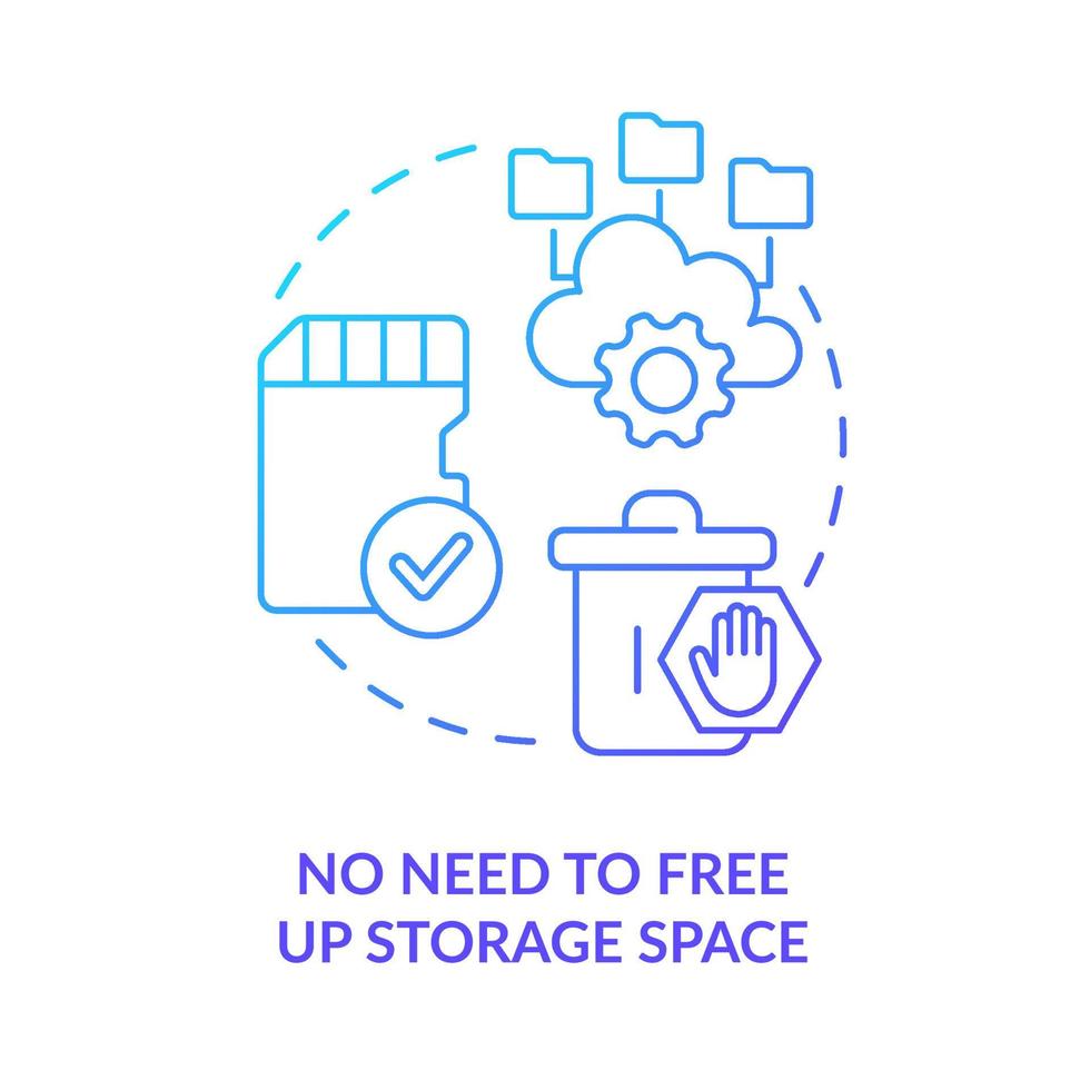 No need to free up storage space blue gradient concept icon. Cloud ...