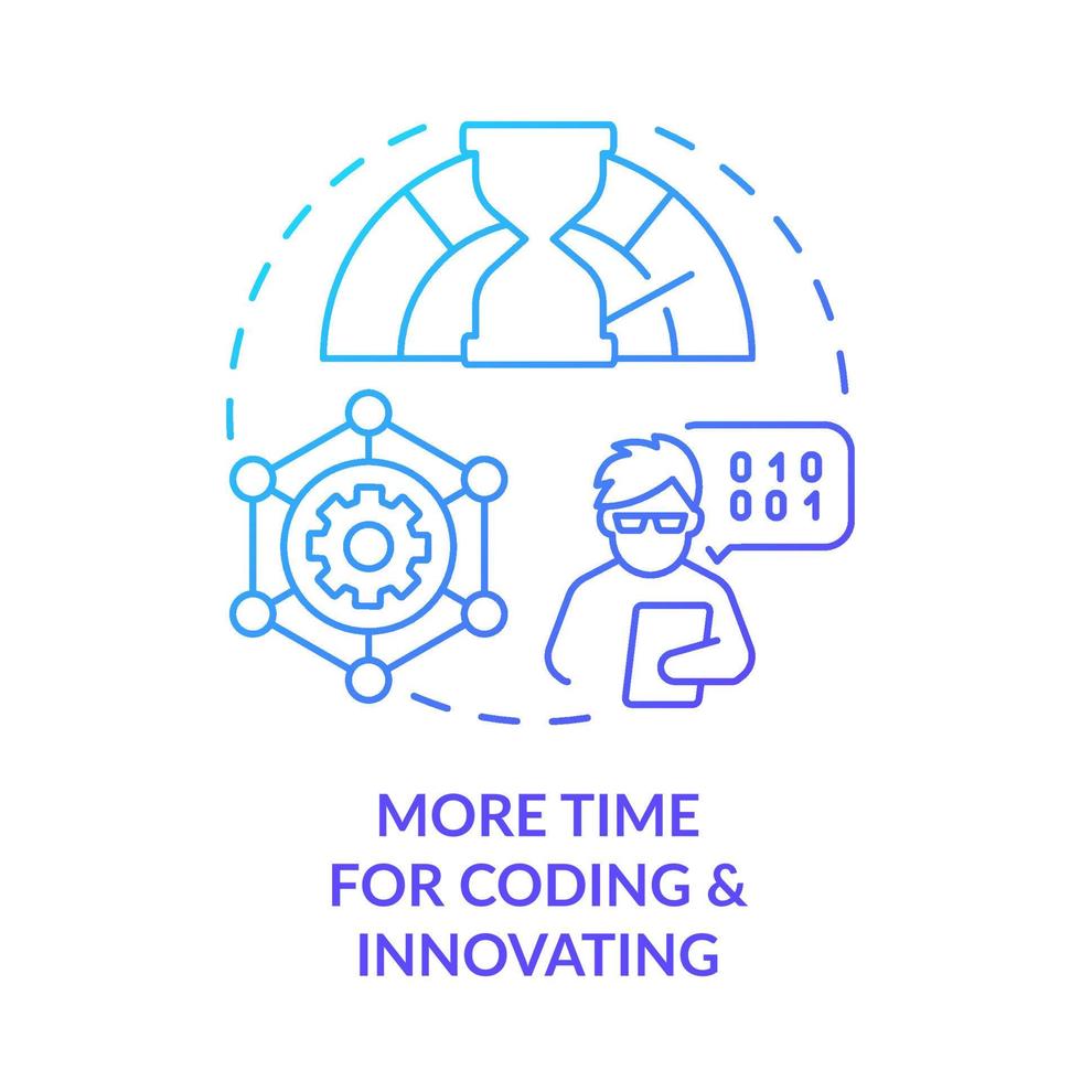 More time for coding and innovation blue gradient concept icon. Serverless advantages. Cloud computing trends abstract idea thin line illustration. Isolated outline drawing vector