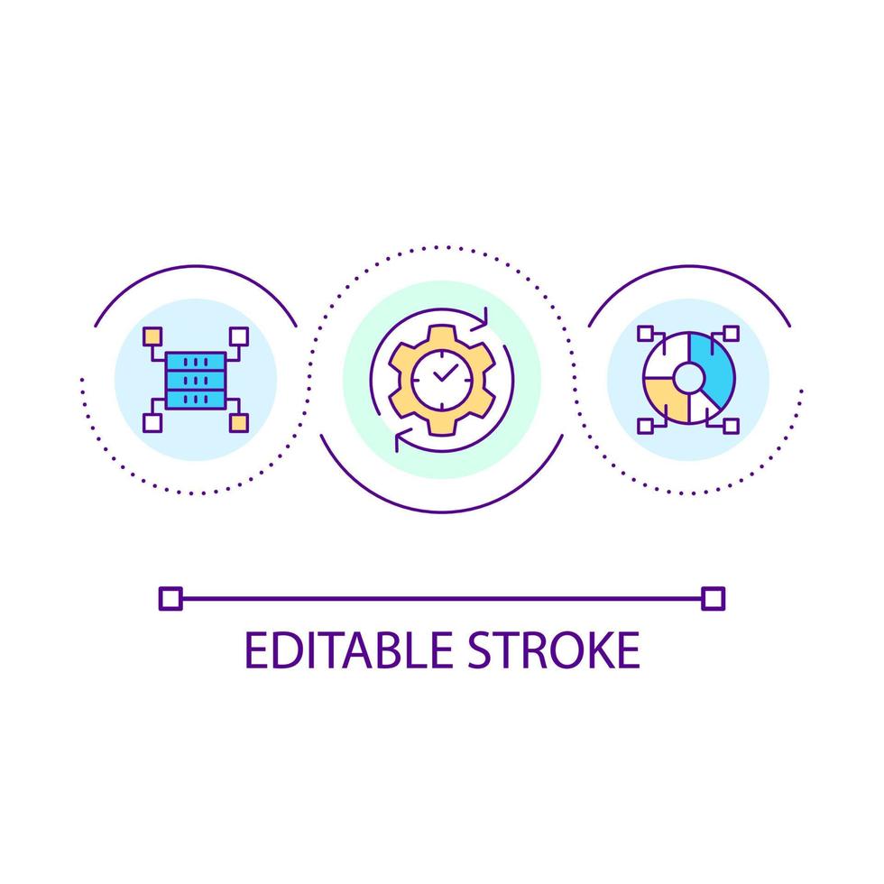 Dataset analysis planning loop concept icon. Digital technology of information processing abstract idea thin line illustration. Isolated outline drawing. Editable stroke vector