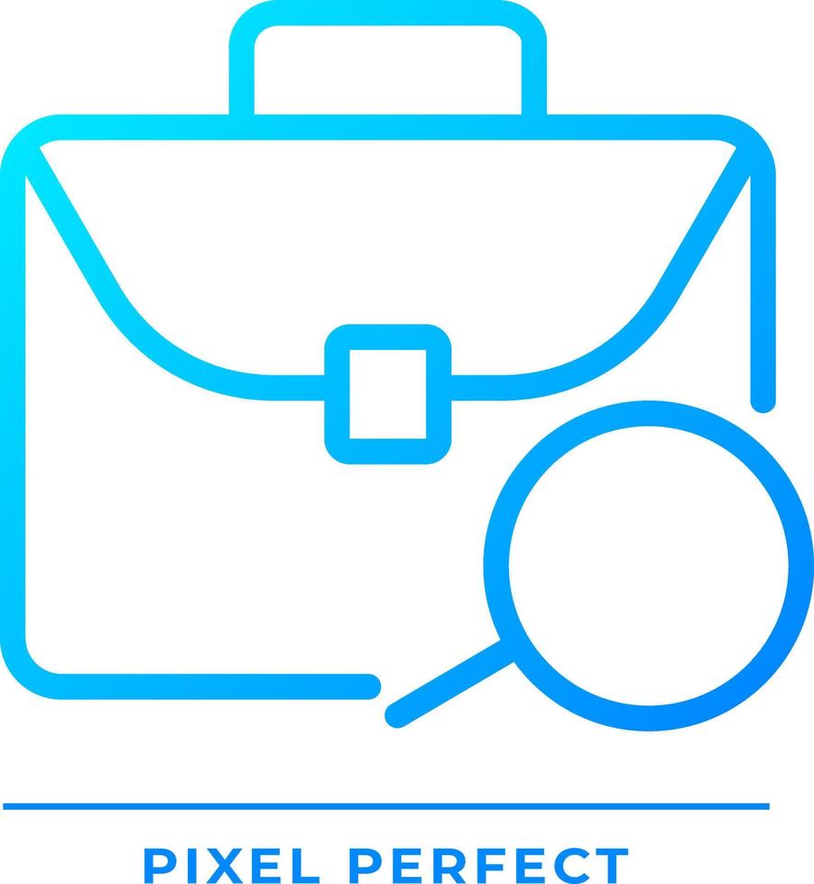Job search pixel perfect gradient linear vector icon. Work position. Career development. Job hunting online platform. Thin line color symbol. Modern style pictogram. Vector isolated outline drawing