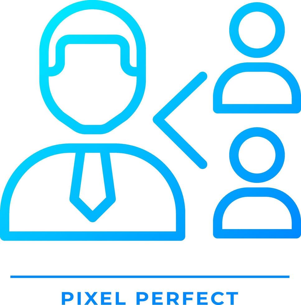 Employee referral pixel perfect gradient linear vector icon. Recommend candidate for position. Recruitment process. Thin line color symbol. Modern style pictogram. Vector isolated outline drawing